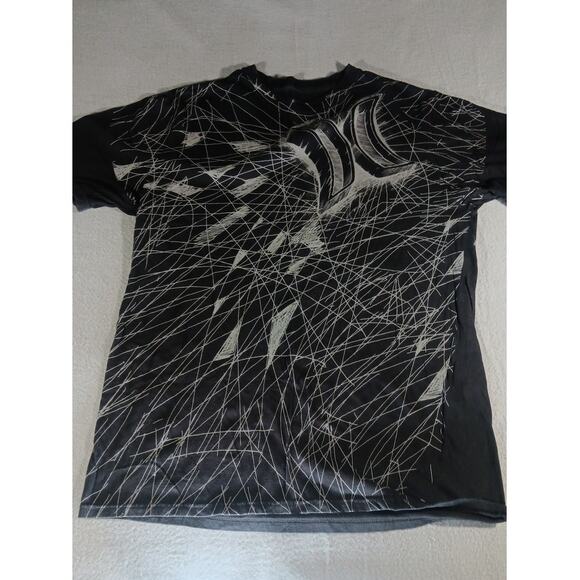 Hurley Slim Fit Graphic T-Shirt Black White Abstract Logo Surf Skate Y2K Large - Picture 1 of 6